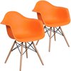 Flash Furniture 2 Pk. Alonza Series Orange Plastic Chair with Wooden Legs 2-FH-132-DPP-OR-GG